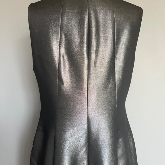 HUGO BOSS Dajena1 Silver Shimmer Cocktail Silk Sheath Pencil Sleeveles Dress - Picture 12 of 15